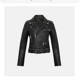 Theory Leather Shrunken Moto Jacket Size M